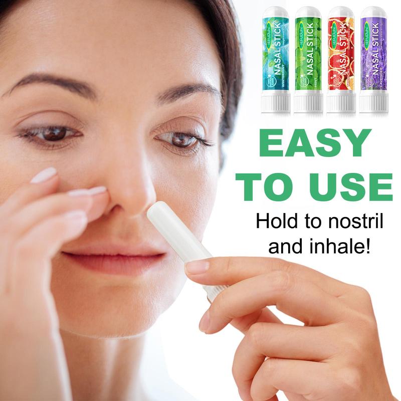 Nasal Stick, 4 Counts set Portable Nasal Congestion Relief Roll-on Sticks for Daily Use, Nasal Care Product for Women & Men, Christmas Gift