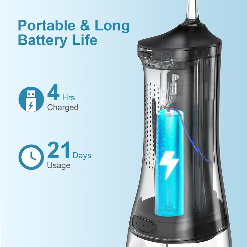 Operan Water Flossers - Upgraded 300ml Cordless Water Pick Portable Rechargeable Oral Irrigator with 4 Modes 4 Jet Tips IPX7 Waterproof Dental Floss for Home Travel