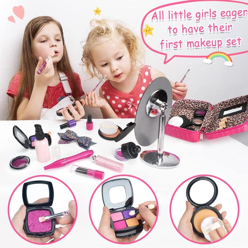 Christmas Makeup for Toddlers, Play Makeup for Little Girls, Makeup Kit with Cosmetic Bag for Little Girls new year, Birthday Gift