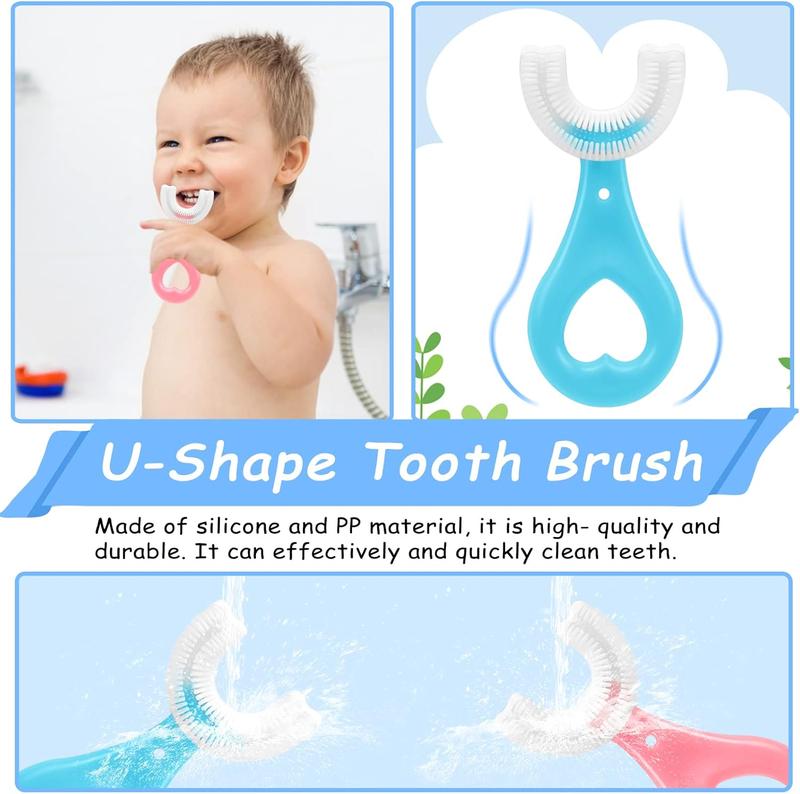 4 Pack U Shaped  ,  Toothbrushes Soft  Brush  Whole Mouth  with Handle 360    Cleaning Design for    2-6