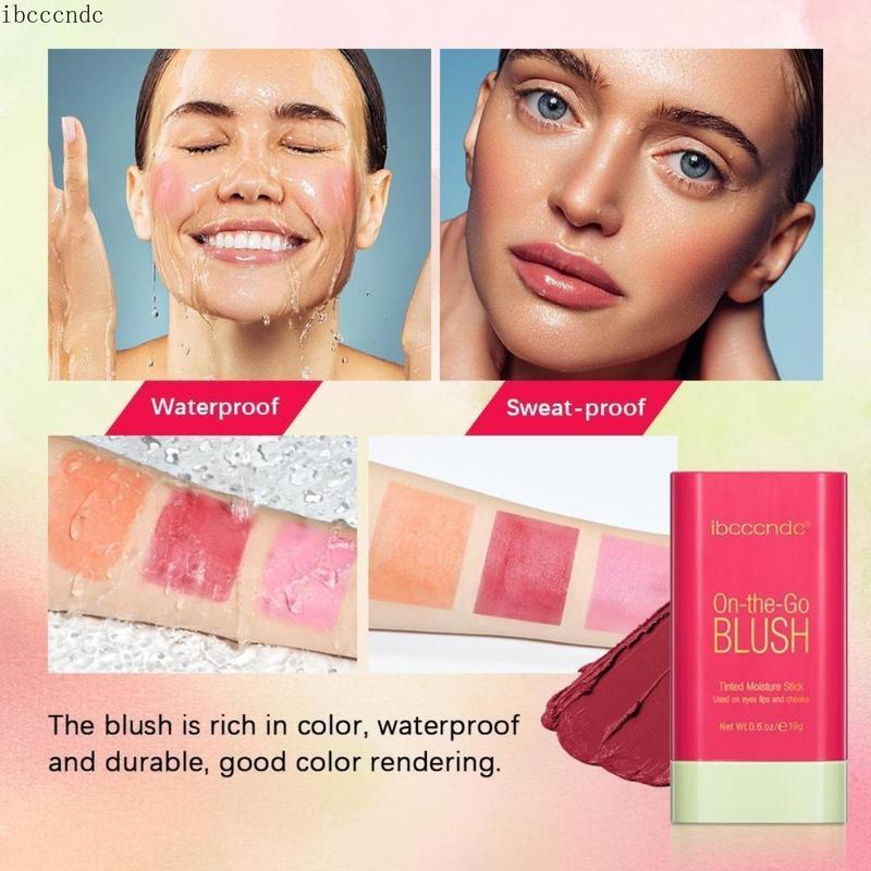 Long-Lasting Blush Stick - Multifunctional Cream Blush for Cheeks, Lips, and Eyes - Smudge-Proof, Waterproof Formula for Natural Daily Makeup - Lightweight Soft Color Blush for Women and Girls