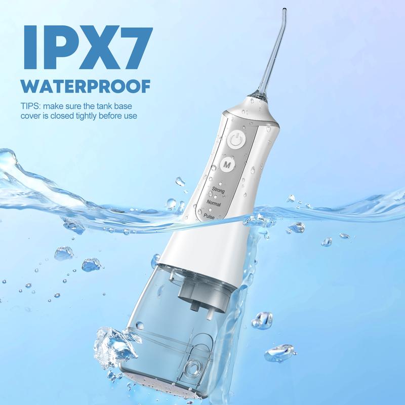 3 Modes Portable Water Flosser Cordless Oral Irrigator with 300ml Water Tank & 5 Nozzles Waterproof Teeth Cleaning for Family Travel Gum Health Mother's DayGift