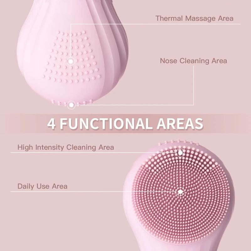 Rechargeable Hot Compress Massage, Silicone Facial Cleanser, Heatable Vibrating Face Scrubber with Massage, USB Rechargeable,Silicone Face Scrubber for Women & Men, Comfort Face Care Products, Holiday Gift