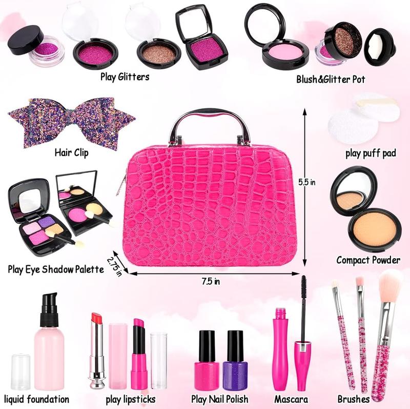 Christmas Makeup for Toddlers, Play Makeup for Little Girls, Makeup Kit with Cosmetic Bag for Little Girls new year, Birthday Gift