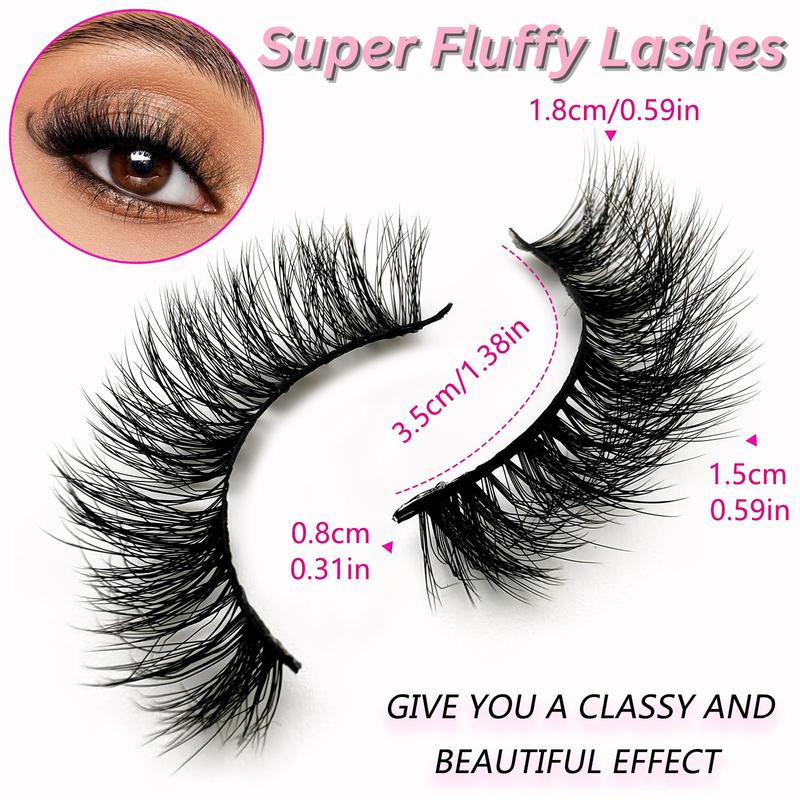 False Eyelashes, 7 Pairs Natural Look Fluffy Curly Thick Faux Eyelashes, Eye Makeup Tools for Daily Use