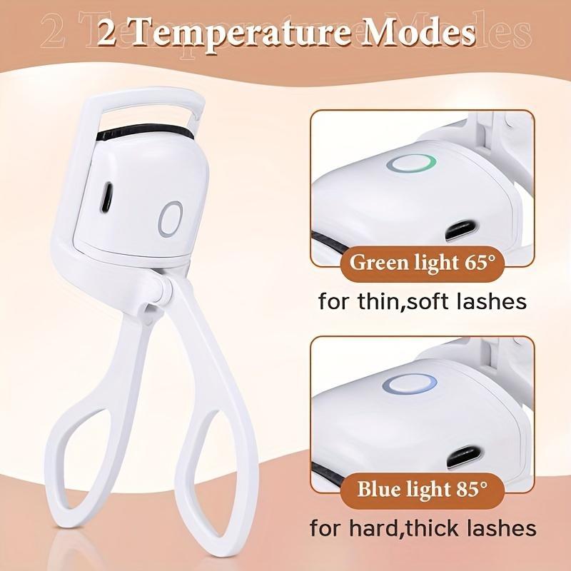 Portable Electric Eyelash Curler, 2 Temperature Mode Electric Heated Eyelash Curler, Professional Makeup Tool for Women & Girls