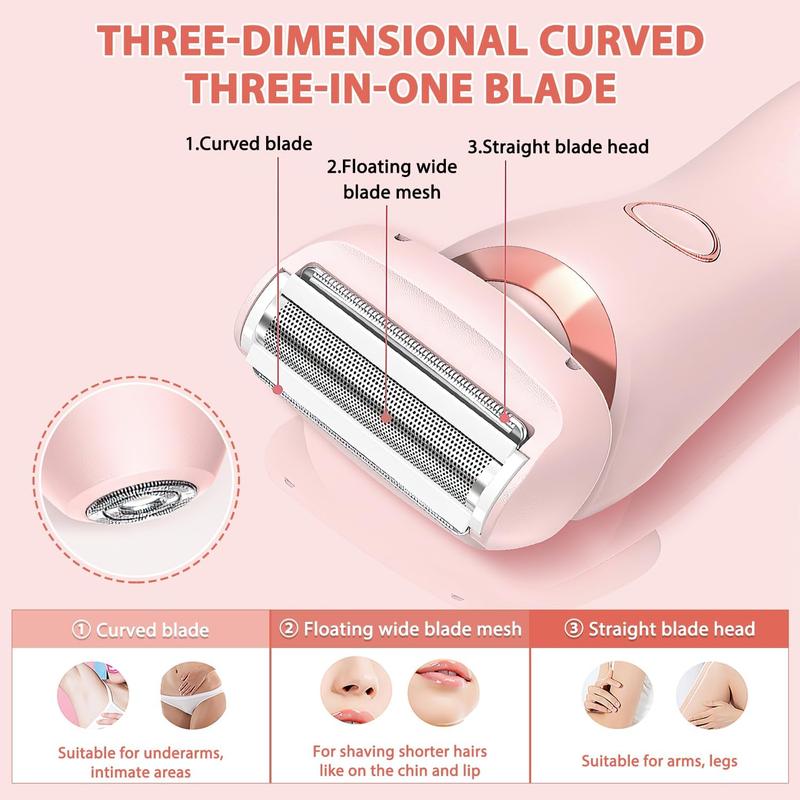 2 in 1 Electric Hair Removal Tool, 1 Set Rechargeable Gentle Hair Removal Tool, Lady Shaver, Wet & Dry Use Hair Removal Machine for Women