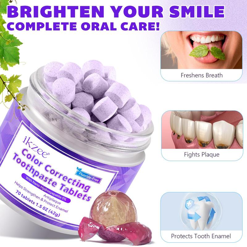 Nano Hydroxyapatite Toothpaste Tablets, 70pcs box Oral Care Toothpaste Tablets, Convenient and Easy To Carry for Travel Use, Teeth Deep Cleaning Toothpaste