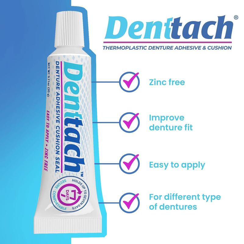 Denture Adhesive, Thermoplastic Denture Adhesive, Cushion and Reliner, Comfortable, Secure Denture Grip for Up to 7 Days, Non Glue, Zinc Free, Long Holding Denture Reliner