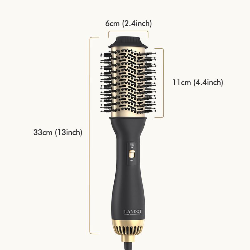 LANDOT Hair Blow Dryer Brush and Volumizer, One-Step Hot Air Brush for Drying, Volumizing Smooth Plug Salon Titanium 