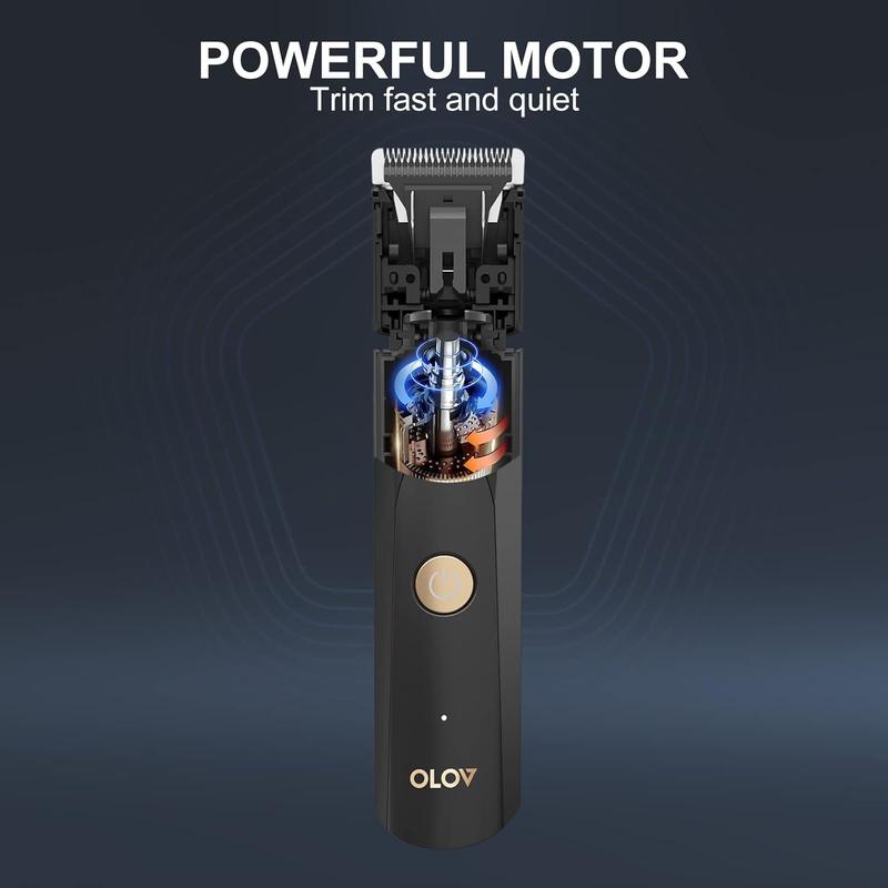 OLOV Electric Body Hair Trimmer - Groin Trimmer for Men - Bikini Trimmer Women - Wet Dry Shaver Groomer, Replaceable Ceramic Blade Heads, USB Recharge Dock, Waterproof Hygiene Razor, Black