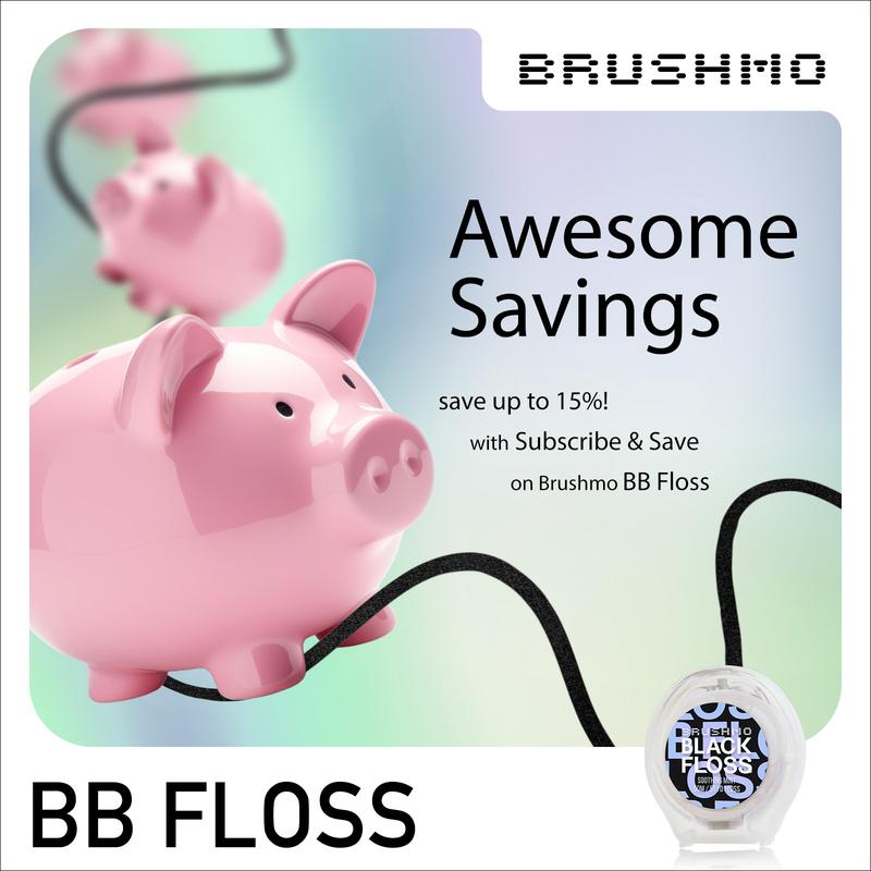 Brushmo Black Floss (BB Floss) Expand Dental Floss, 2 Spools (110 yd), Shred Resistant, All Natural Microcrystalline Waxed, Non-Toxic PTFE & PFAS Free