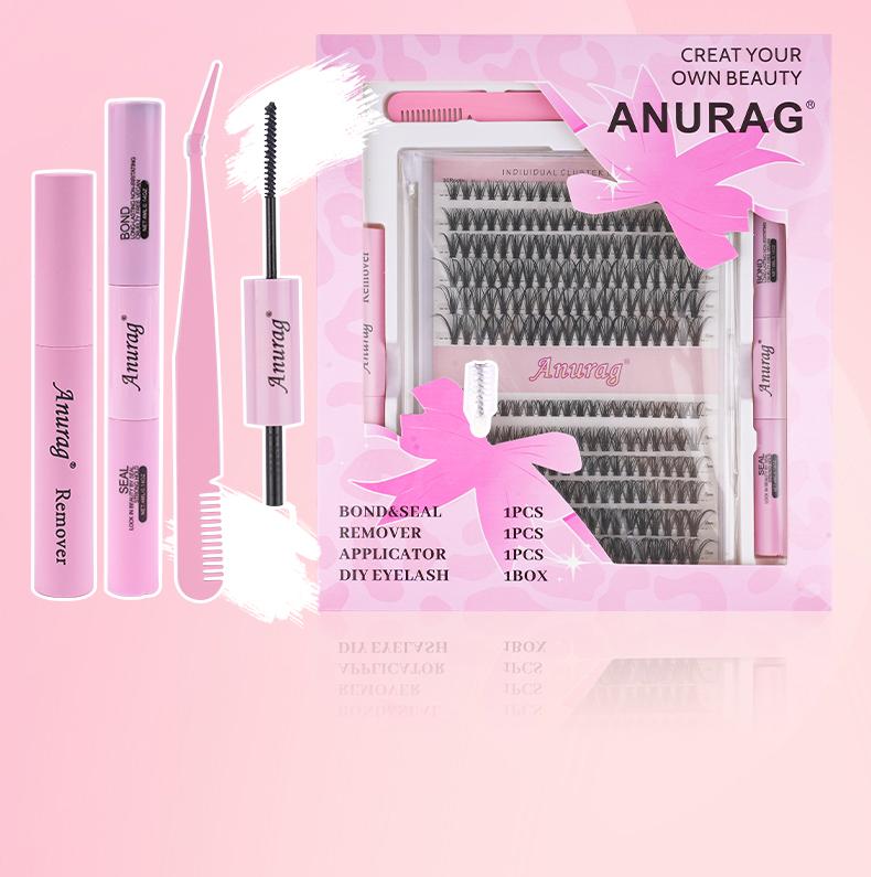 DIY Cluster Eyelash Extension Kit, 240Pcs Eyelash String Eyelash Extensions 9-17mm, Eyelash Bonding and Sealing, Eyelash Tweezers, Eyelash Remover At Home Makeup Eyelash Extensions Cosmetics，eyelashes extensions Mascara Cat Realistic Salon