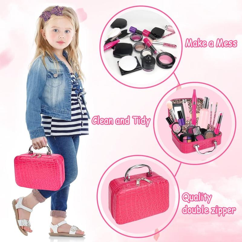 Christmas Makeup for Toddlers, Play Makeup for Little Girls, Makeup Kit with Cosmetic Bag for Little Girls new year, Birthday Gift