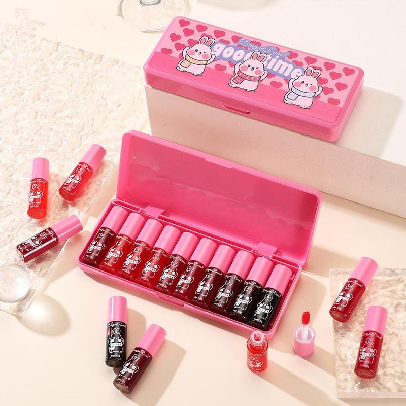 Long-lasting Lip Gloss, 10pcs set Moisturizing Lip Glaze, Glossy Lip Glaze Stick, Plumping Lip Oil Lip Stick for Girls & Women