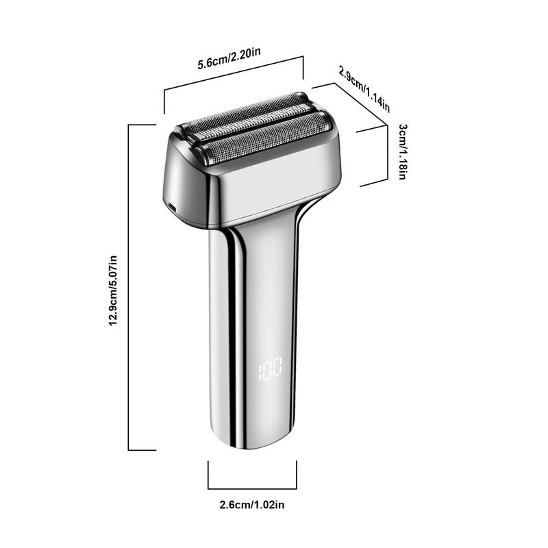 Rechargeable Electric Shaver, Waterproof Beard Razor with Digital Display & Removable Blade, Men's Grooming Tool for Home Travel