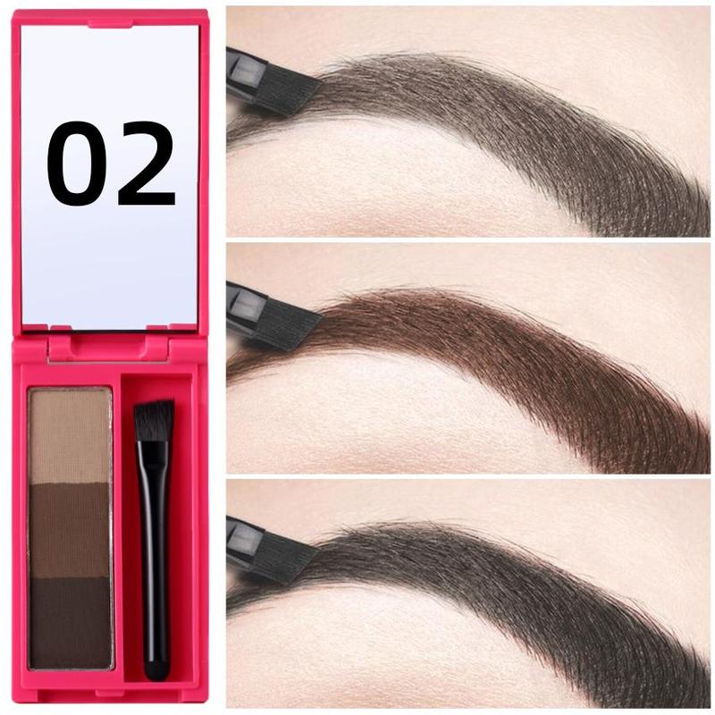 3 Color Eyebrow Powder with Brush, 1 Box Long Lasting Waterproof Eyebrow Powder, Natural Eyebrow Makeup Tool for Women