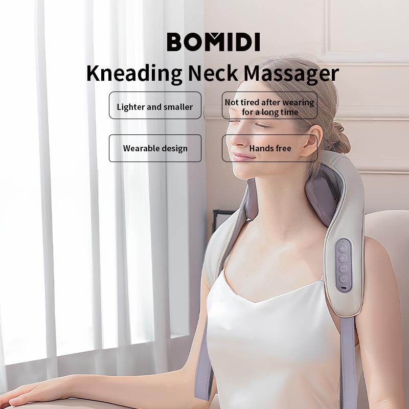 Bomidi Kneading Neck Massager 6D Back Neck Massager Pillow with Heat Cordless Electric Enjoy It Neck Massager,Massage Pillow for Neck,Back,Shoulder, Leg,Deep Massage at Home for Muscle Relaxation