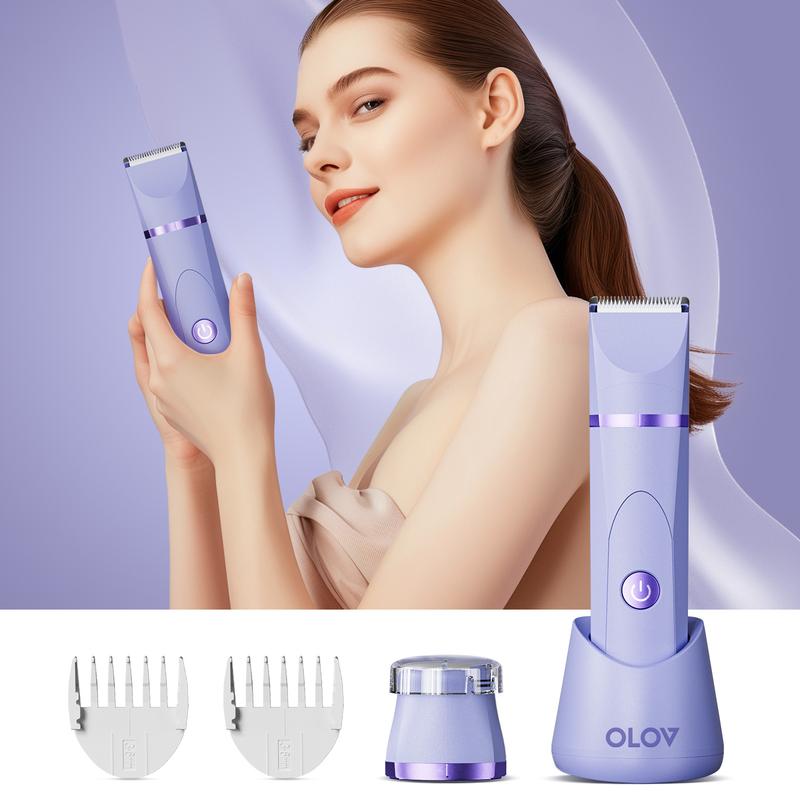 OLOV Women Wet Dry Body Shaver Groomer -Bikini Trimmer ,Replaceable Ceramic Blade Heads,  Waterproof Hygiene Razor,  Fashionable and portabler, Pink