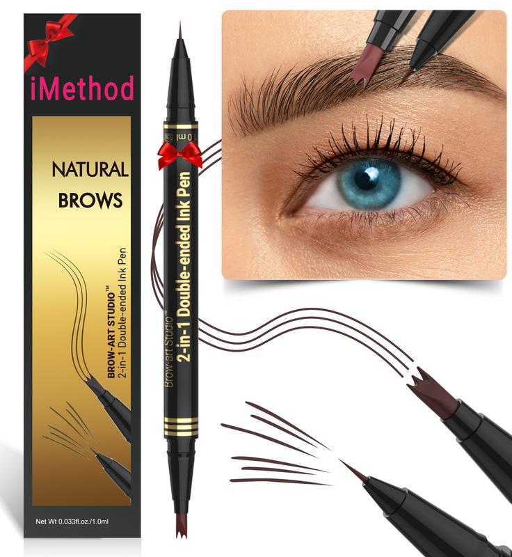 iMethod Microblading Eyebrow Pencil - Brow Pen 2-in-1 Dual-Ended Brow Pen with 3-Prong Micro-Fork-Tip Applicator, Precise Brush-Tip, Makeup Cosmetic