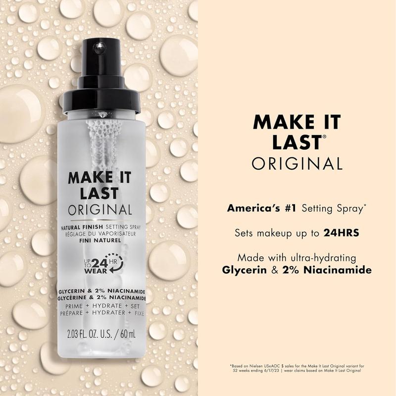 Make It Last Original - Natural Finish Setting Spray 3-in-1 Setting Spray and Primer- Prime + Correct + Set Makeup Finishing Spray and Primer - Long Lasting Makeup Primer and Spray 2.03 Fl. Oz