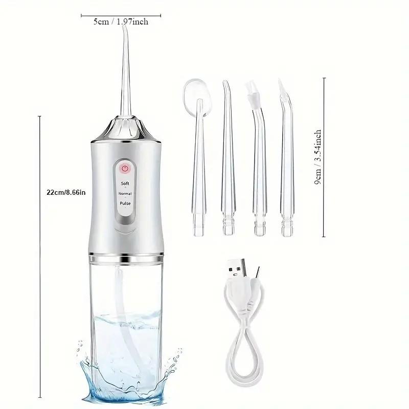 Rechargeable Portable Water Flosser with Ergonomic Handle - Deep Cleaning, Multiple Modes for Fresh Breath & Oral Care at Home Christmas present Nozzle Toothbrush Lightweight