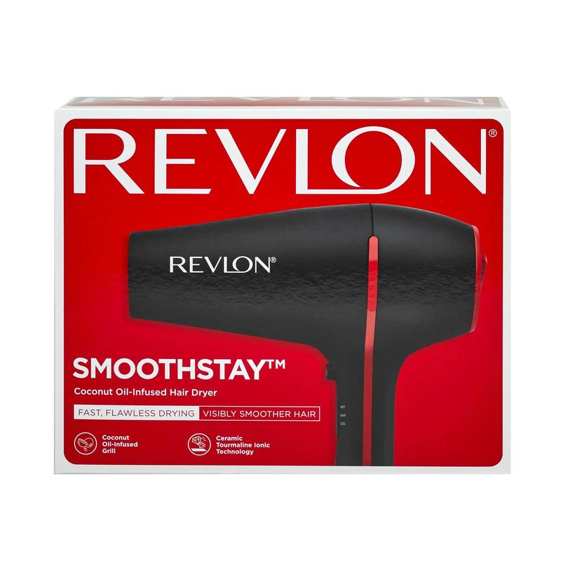 Smoothstay Coconut Oil-Infused Ceramic Hair Dryer, Black