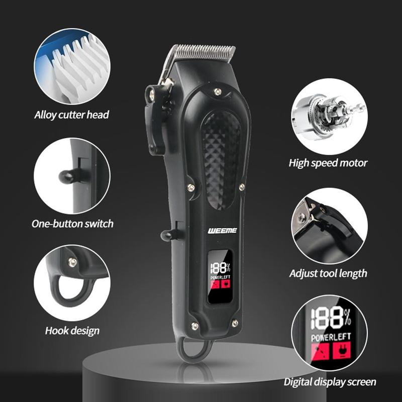 Professional Hair Clipper Kit, 1 Set USB Rechargeable Hair Clippers with 8 Limiter Combs & 2 USB Data Cables & 2 Brushes & 1 Comb & 1 Storage Bag, Hair Trimmers for Men, Hair Styling Tools, Barber Equipment, Barber Kit