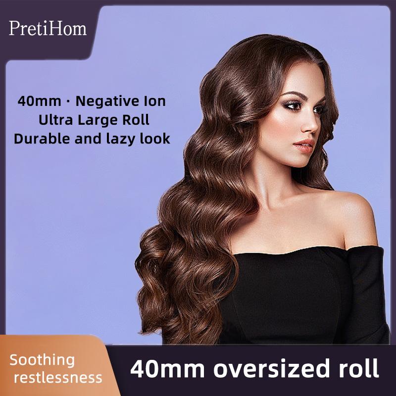 A 40mm large curl hair curler that does not harm hair and can last for a long time. Wave shaped bangs, medium length hair, and large electric perm hair curler Comfort