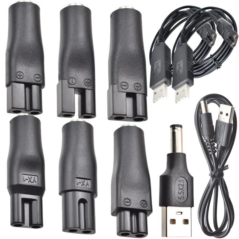 7 PCS Power Cord 5V Replacement Charger USB adapter Suitable for Electric Hair Clippers, Beard trimmers, Shavers, Beauty Instruments, Desk Lamps, Purifiers. Kit Durable Comfort