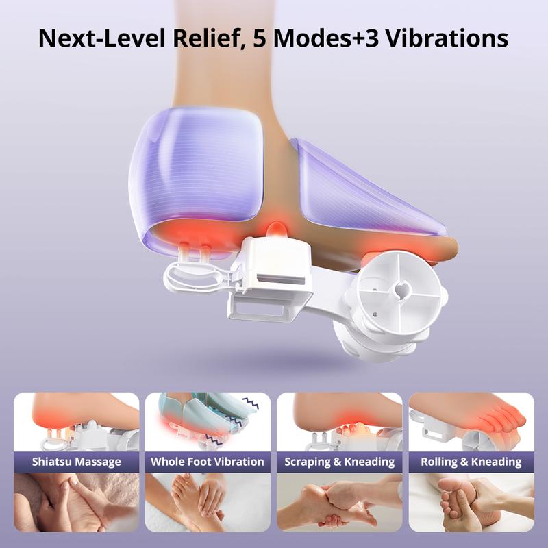 Foot Massager with Heat, Electric Shiatsu Feet Massage Machine for Circulation and Pain relief, 3 Vibrations&9 Intensities, 6 Timing Options, Up to Size 13, Purple